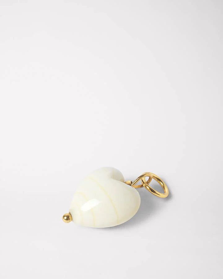 Hvid hjerteformet vedhæng af muranoglas