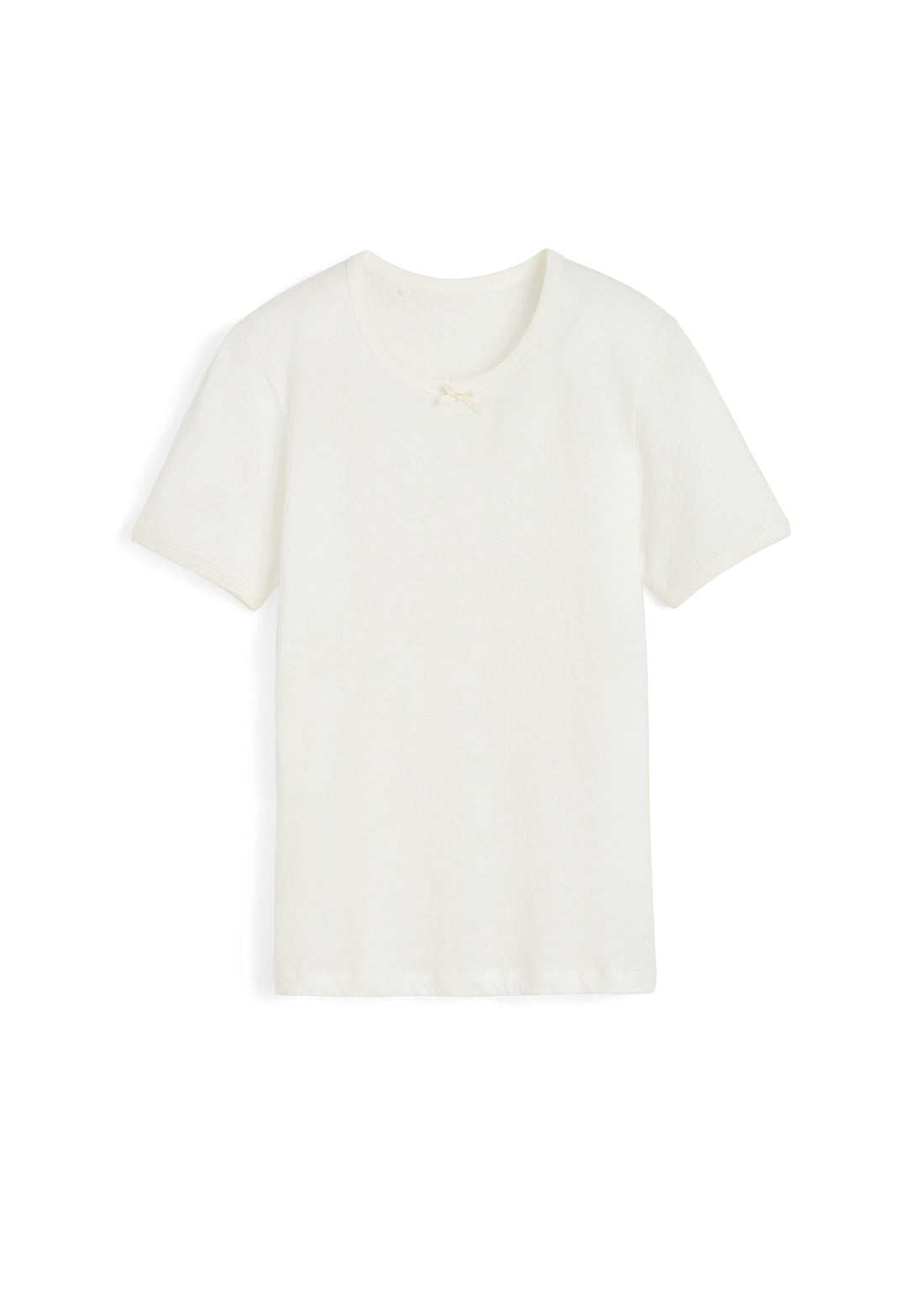 Kortærmet hvid dame t-shirt i bomuld med sløjfe fra Aiayu