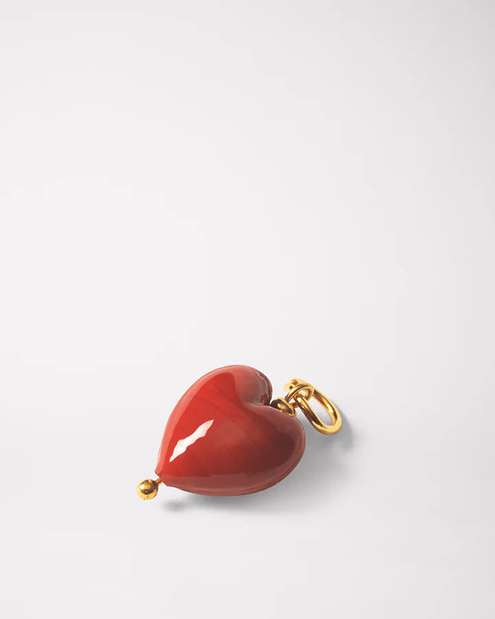 Rubinrødt hjerteformet vedhæng af muranoglas
