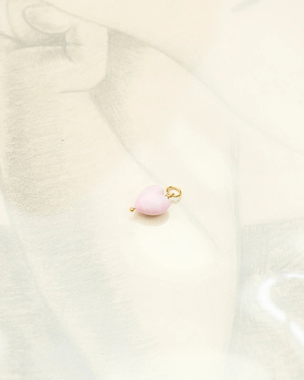 Lyserødt hjerteformet vedhæng af muranoglas