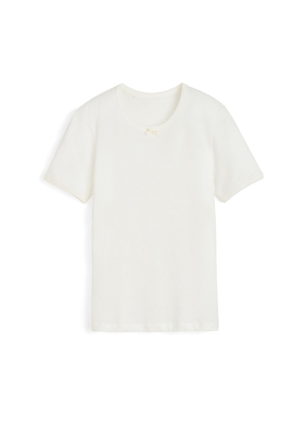 Kortærmet hvid dame t-shirt i bomuld med sløjfe fra Aiayu
