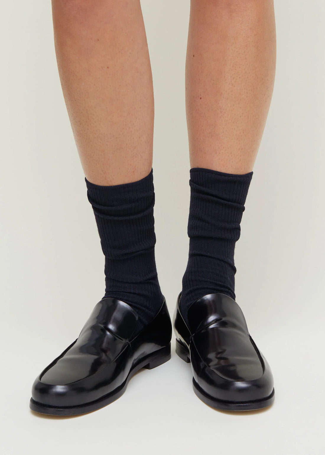 Wool Rib Socks Navy