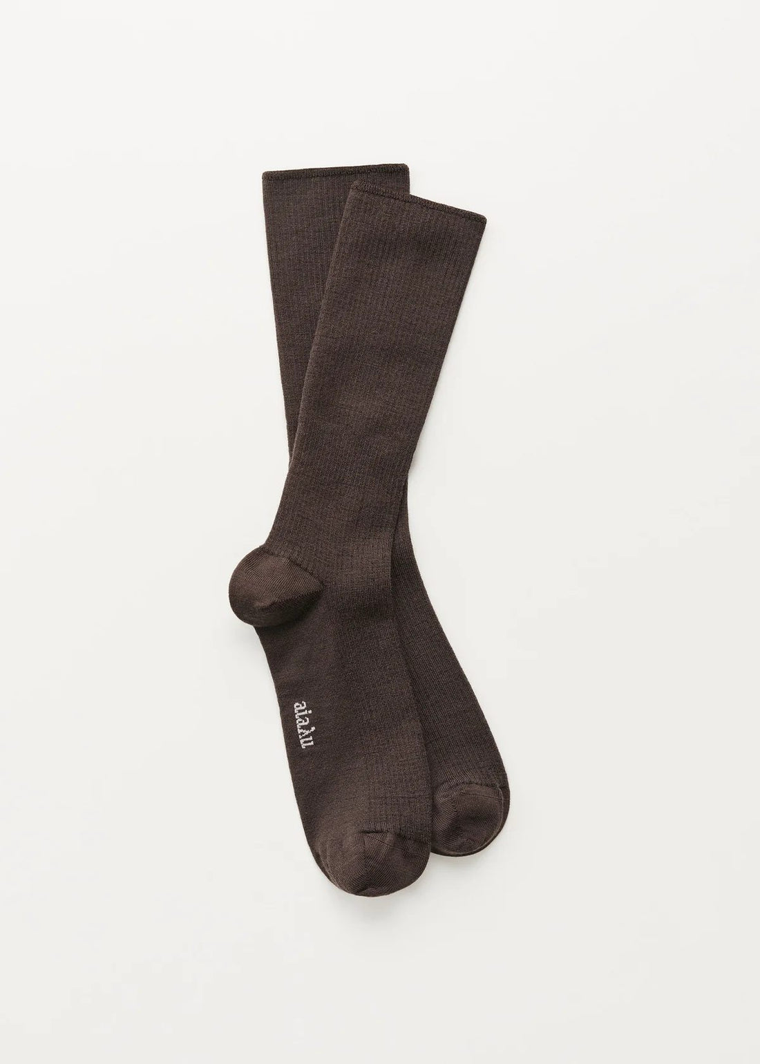 Wool Rib Socks Brown