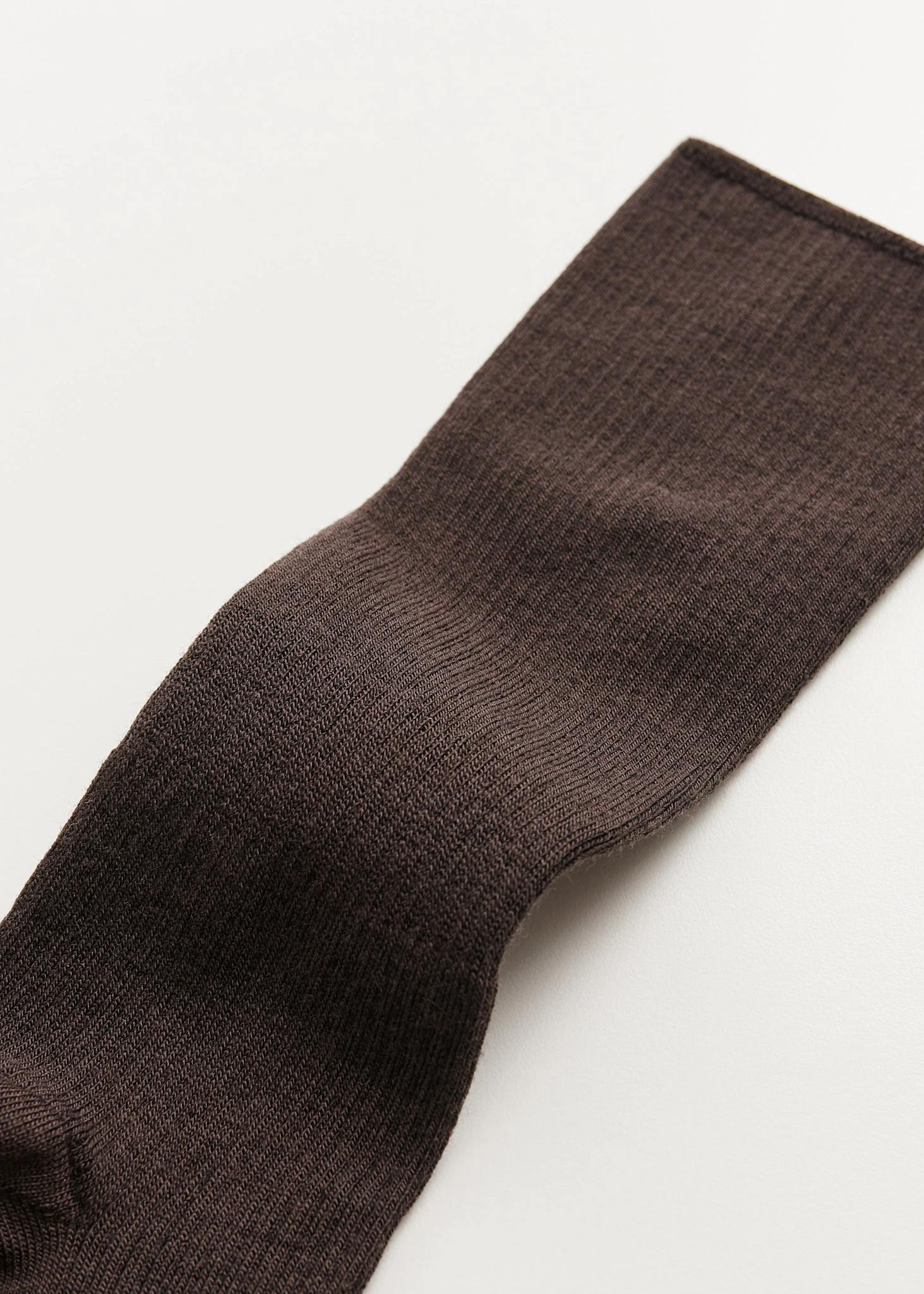 Wool Rib Socks Brown