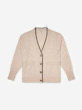 Indlæs billede til gallerivisning Cardigan i creme med navy stribe
